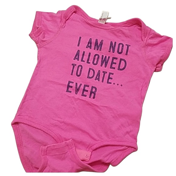 $5🔥 NEW 18M - Hot Pink “I Am Not Allowed To Date Ever” Onesie - Picture 1 of 1